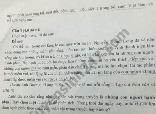 Đề thi tuyển sinh lớp 10 môn Văn năm 2020 TPHCM-1