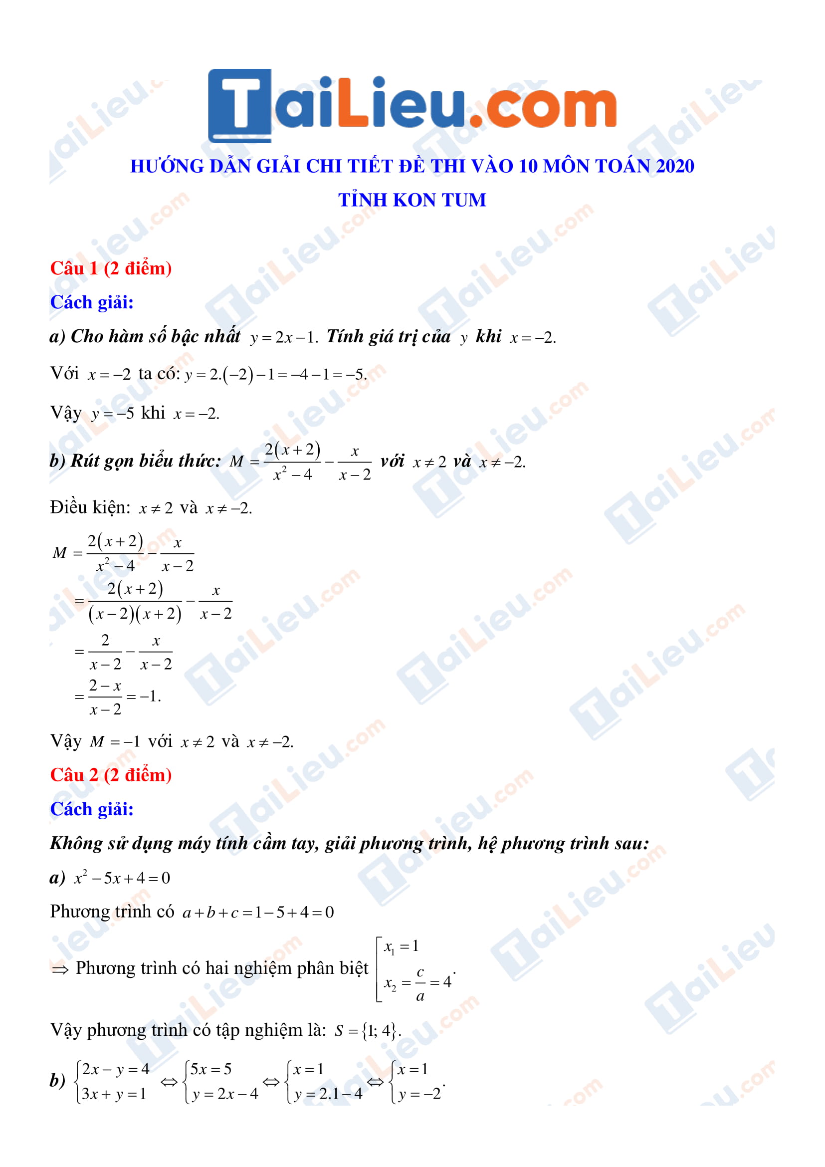 Đáp án môn toán thi vào lớp 10 tỉnh Kon Tum 2020_1