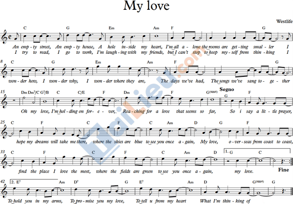 Phổ nhạc lời bài hát: My love