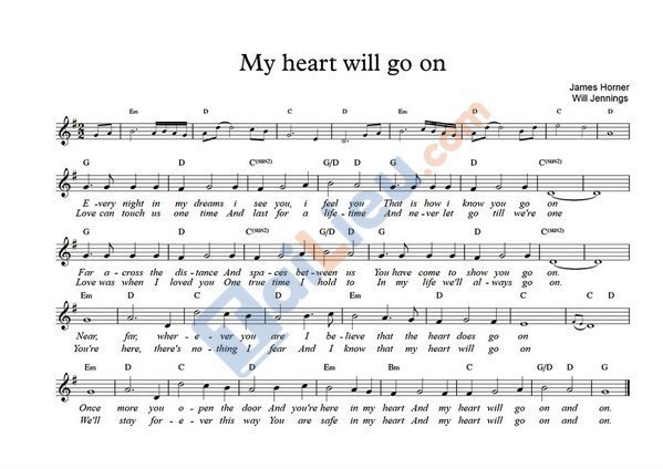 Phổ nhạc lời bài hát: My heart will go on
