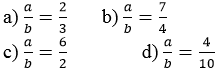 Viết tỉ số của a và b, biết a = 2, b = 3 | Để học tốt Toán 4
