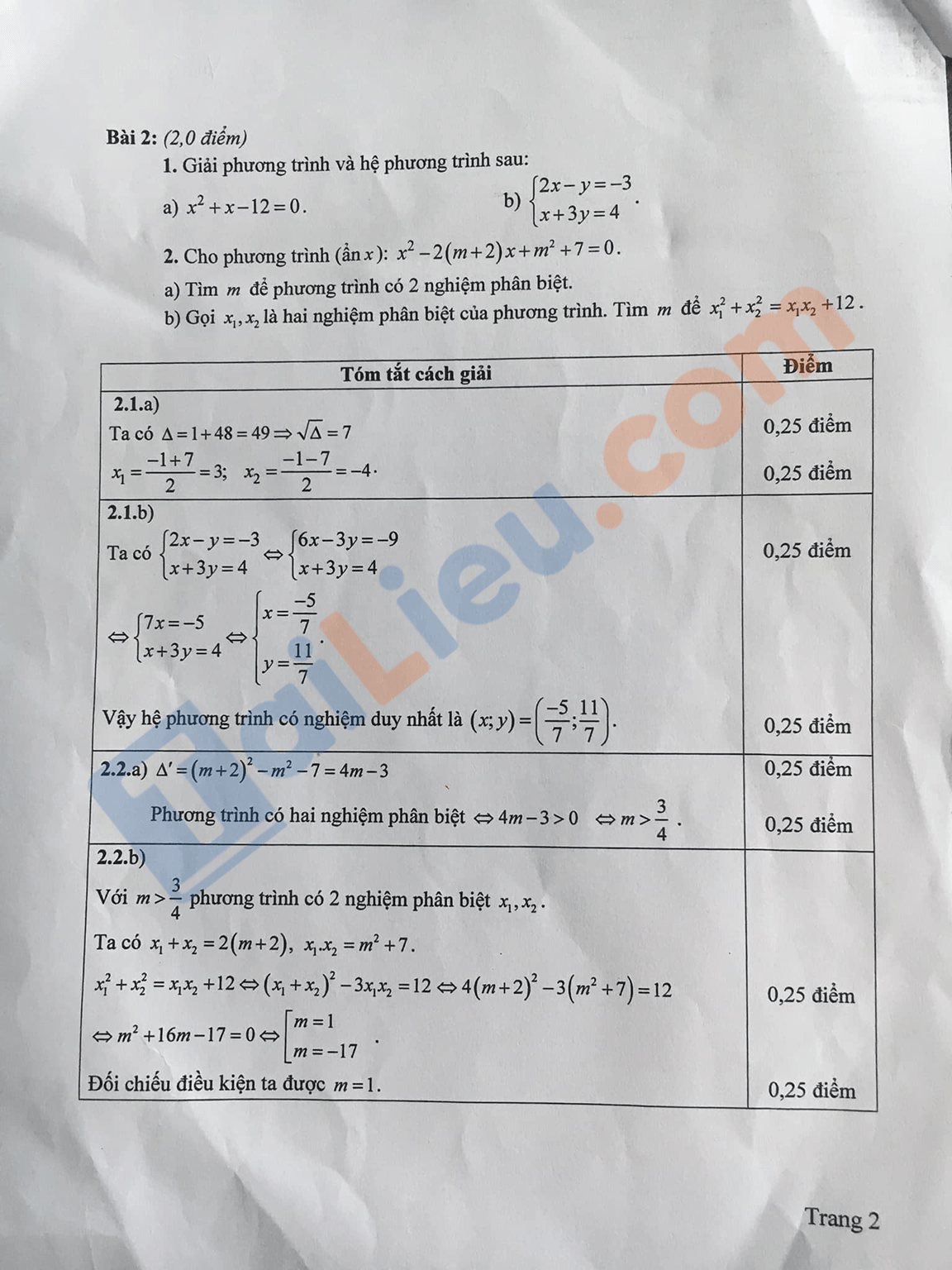 Đáp án Đề thi tuyển sinh lớp 10 môn Toán 2021 Quảng Ngãi (Đề chung) - Đề chính thức