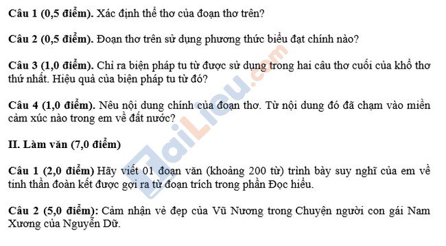 Đề thi thử vào lớp 10 môn Văn THCS Quỳnh Lộc 2020-2