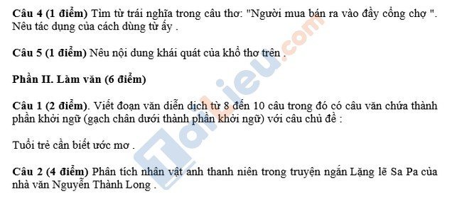 Đề thi thử vào lớp 10 môn Văn tỉnh Hưng Yên lần 2 2020-2