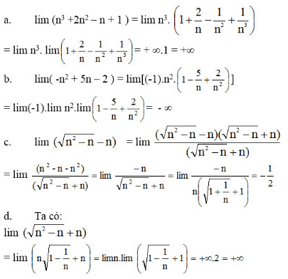 Giải bài tập Toán 11 Giới hạn của dãy số