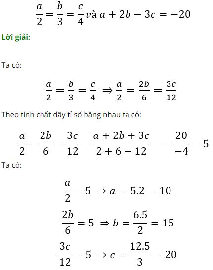 Bài tập toán 7 bài 8: Tính chất của dãy tỷ số bằng nhau