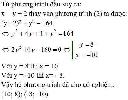 9 câu trắc nghiệm Một số ví dụ về hệ phương trình bậc hai hai ẩn có đáp án