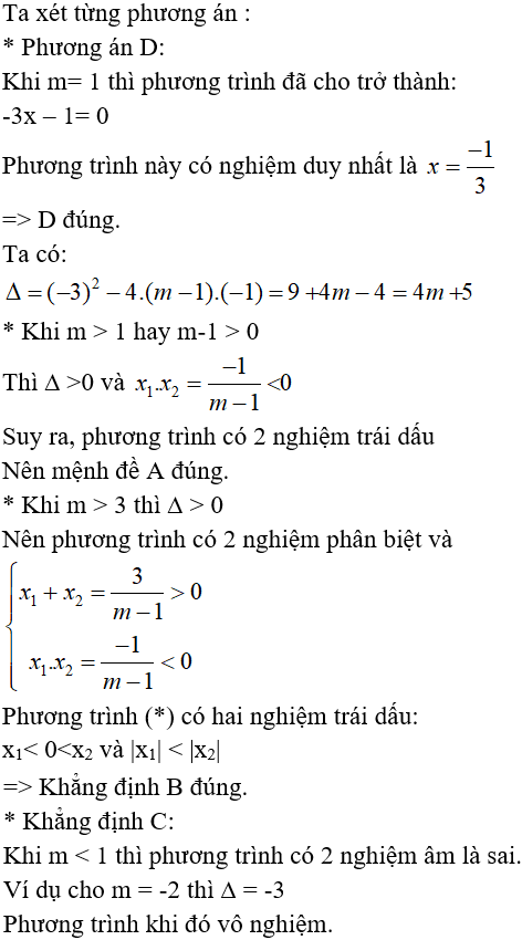 21 câu trắc nghiệm Phương trình bậc nhất và phương trình bậc hai một ẩn có đáp án