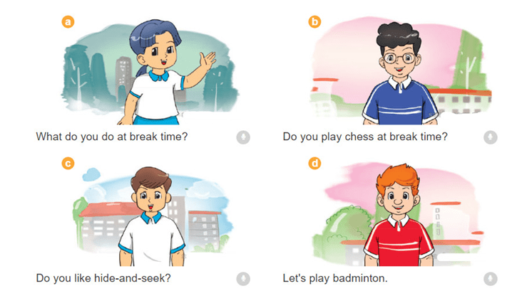 Giải SBT Tiếng Anh 3 Unit 10: What do you do at break time?