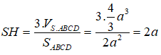 Cách 1. Gọi H là trung điểm của AD, vì ΔASD cân ở S nên SH ⊥ AD.  Vì (SAD)⊥(ABCD) nên SH ⊥ (ABCD). Kẻ HI ⊥ SD.  Vì DC ⊥ AD, DC ⊥ SH nên DC ⊥ (SAD). Do đó DC ⊥ HI.  Kết hợp với HI ⊥ SD, suy ra HI ⊥ (SDC).  Vì AB // (SDC) nên d(B; (SDC)) = d(A; (SDC)) = 2HI  Ta có  Bài tập trắc nghiệm Hình học 12 | Câu hỏi trắc nghiệm Hình học 12 Ta lại có  Bài tập trắc nghiệm Hình học 12 | Câu hỏi trắc nghiệm Hình học 12 Đáp án B.  Cách 2. Ta có: SH = 2a;  Bài tập trắc nghiệm Hình học 12 | Câu hỏi trắc nghiệm Hình học 12 Để ý rằng  Bài tập trắc nghiệm Hình học 12 | Câu hỏi trắc nghiệm Hình học 12 Đáp án B.