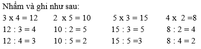 Tính nhẩm 3 x 4 = 12, 12 chia 3, 12 chia 4 | Để học tốt Toán 3