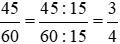 Dùng phân số có mẫu số dương nhỏ nhất để biểu thị xem số phút sau đây