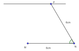 Vẽ hình thoi MNPQ biết góc MNP bằng 60° và MN = 6 cm
