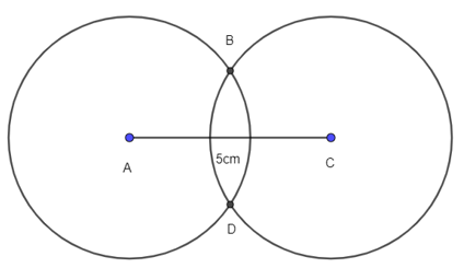 Vẽ hình thoi ABCD khi biết AB = 3 cm và đường chéo AC = 5 cm