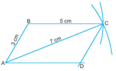 Vẽ hình bình hành ABCD khi biết AB = 3 cm, BC = 5 cm và đường chéo