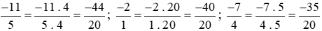 a) So sánh (-11)/5 với (-7)/4 với –2 bằng cách