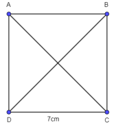 Dùng thước và êke để vẽ hình vuông cạnh 7 cm vào vở. Kẻ thêm hai đường chéo
