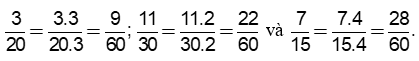 Quy đồng mẫu số các phân số sau (có sử dụng bội chung nhỏ nhất)