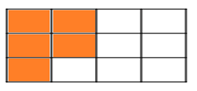 Vẽ lại hình bên và tô màu để phân số biểu thị phần tô màu bằng