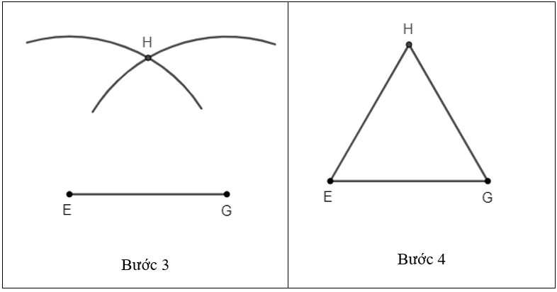 Hãy dùng thước và compa vẽ tam giác đều EGH có độ dài cạnh bằng 4 cm