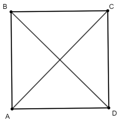 Hãy vẽ một hình vuông và hai đường chéo của hình vuông đó