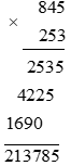 Thực hiện các phép nhân sau a) 951.23 b) 47.273 c) 845.253 d) 1 356.125