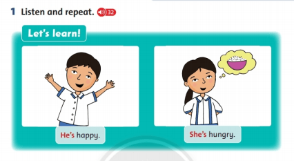 Giải Tiếng Anh lớp 2 Unit 2: He’s happy! - Lesson 2 SGK