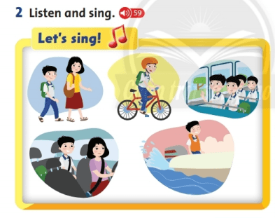 Giải Tiếng Anh lớp 2 Unit 4: I go to school by bus - Lesson 2 SGK