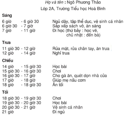 Tiếng Việt lớp 2 Tập đọc: Thời gian biểu | Hay nhất Giải bài tập Tiếng Việt 2