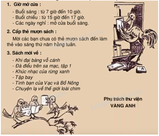 Tiếng Việt lớp 2 Tập đọc: Thông báo của thư viện vườn chim | Hay nhất Giải bài tập Tiếng Việt 2