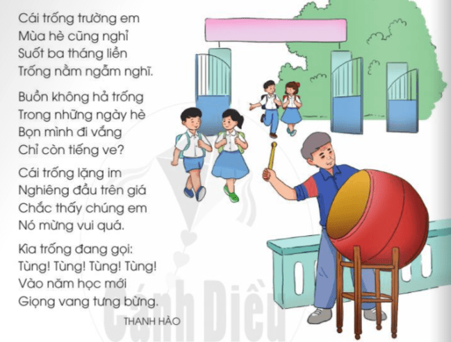 Giải chia sẻ và đọc: Cái trống trường em trang 39, 40, 41 Tiếng Việt lớp 2  Tập 1 sách Cánh Diều