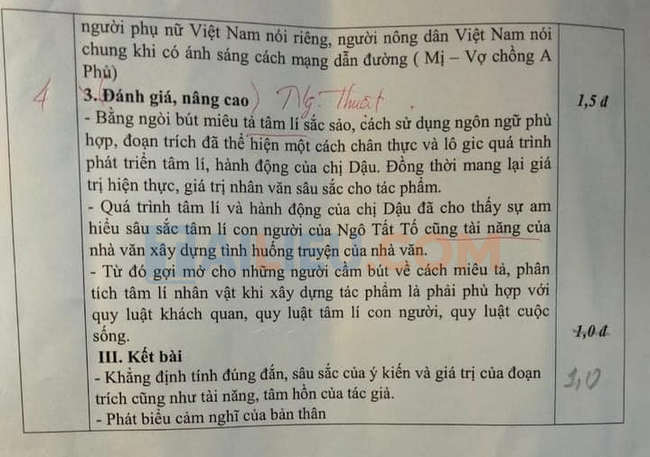 Đáp án đề thi HSG Văn 8 huyện Yên Phong 2022-4