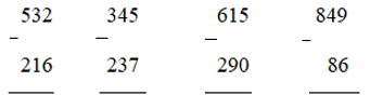 Giải Toán 3 VNEN Bài 4: Trừ các số có ba chữ số (có nhớ) | Hay nhất Giải bài tập Toán 3 VNEN