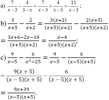 Giải Toán 8 VNEN Bài 6: Phép trừ các phân thức đại số | Giải bài tập Toán 8 VNEN hay nhất