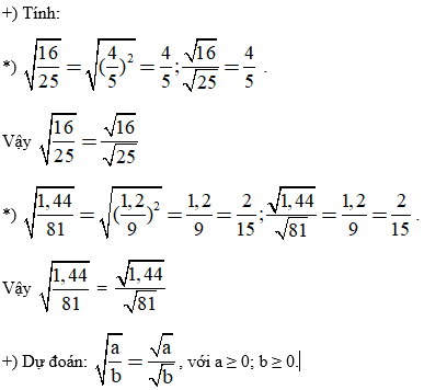 Giải Toán 9 VNEN Bài 4: Các tính chất của căn bậc hai số học (tiếp theo) | Giải bài tập Toán 9 VNEN hay nhất