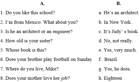 Đề thi vào lớp 6 môn Tiếng Anh có đáp án (trường Lômônôxốp - Hà Nội)