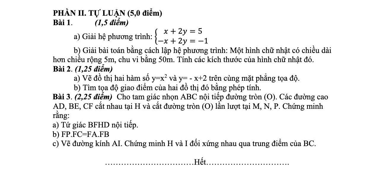 Đề thi giữa học kì 2 lớp 9 môn Toán (có đáp án) năm 2021 - 2022 THCS Hoàng Văn Thụ - Quảng Nam