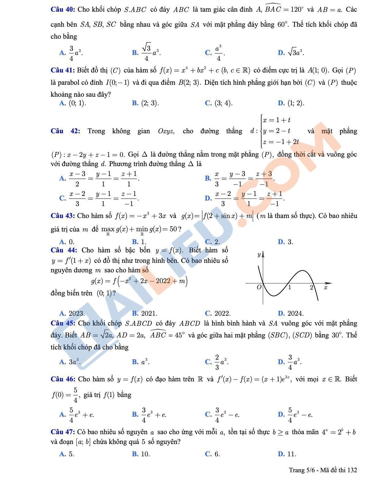 Đề thi thử THPT Quốc Gia 2022 môn Toán (lần 2) trường THPT chuyên ĐH Vinh - Nghệ An