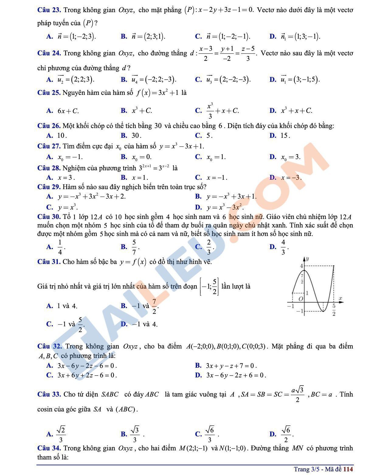 Đề thi thử THPT Quốc Gia 2022 môn Toán trường THPT Nguyễn Huệ - TT. Huế lần 2