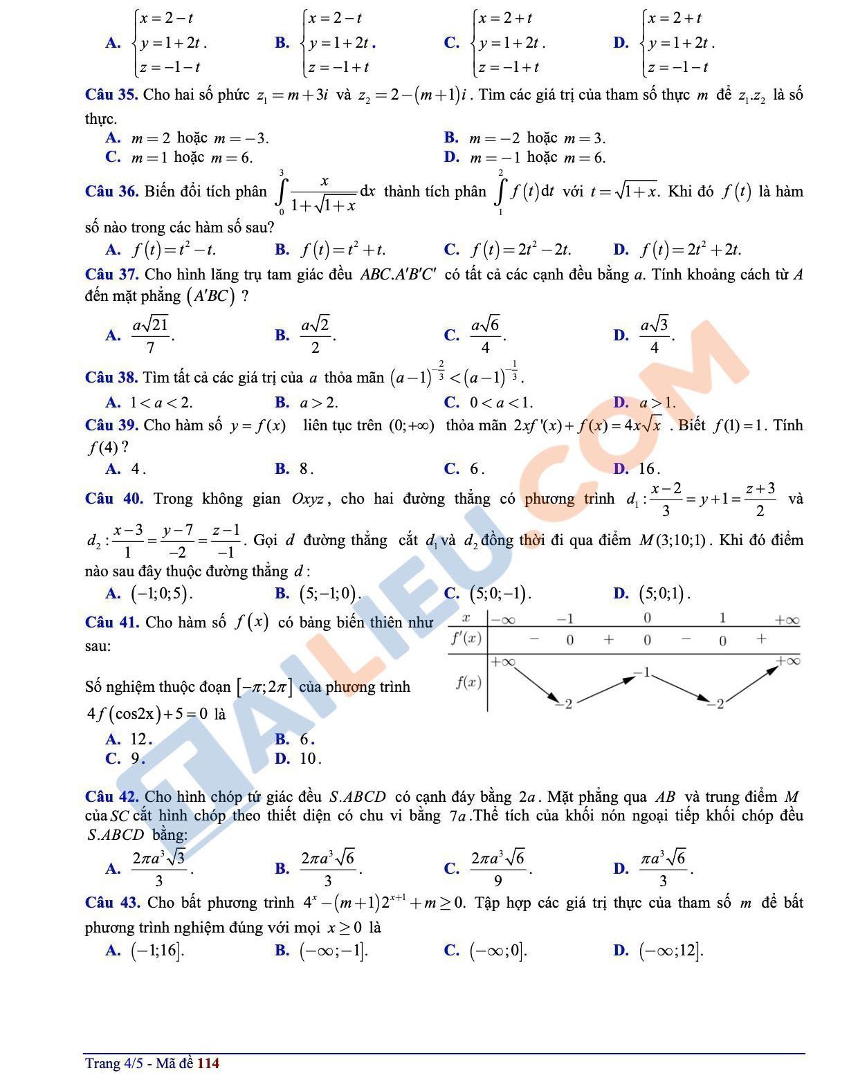 Đề thi thử THPT Quốc Gia 2022 môn Toán trường THPT Nguyễn Huệ - TT. Huế lần 2