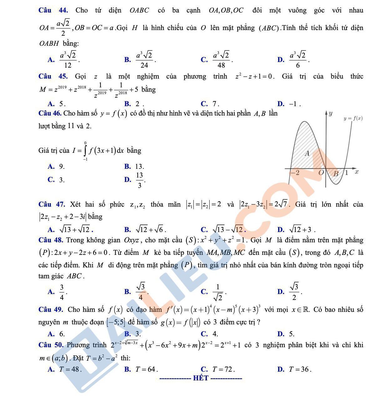 Đề thi thử THPT Quốc Gia 2022 môn Toán trường THPT Nguyễn Huệ - TT. Huế lần 2