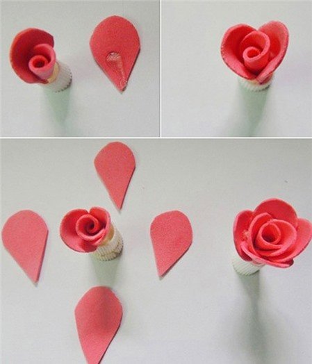 Làm bông hồng bằng giấy xốp