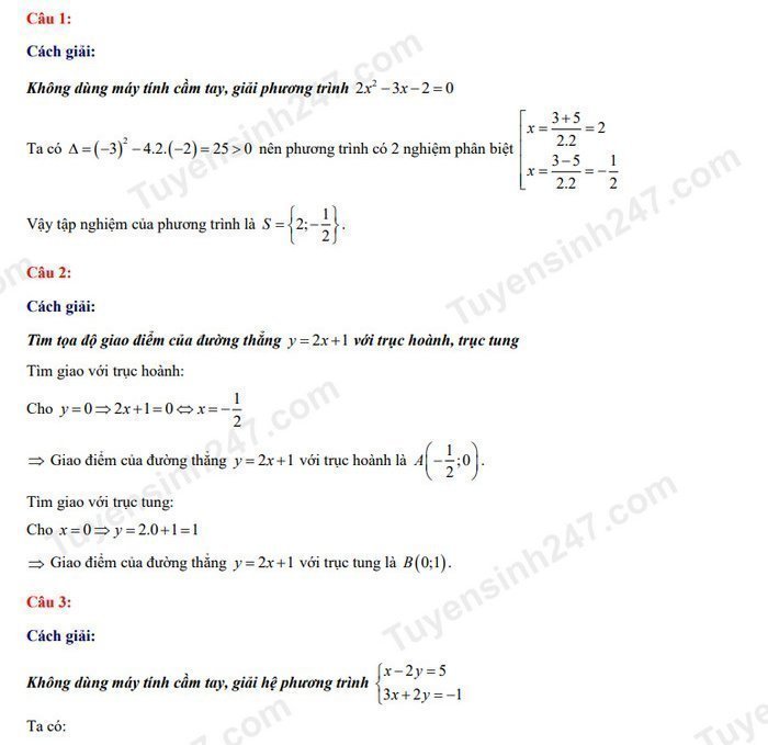 Đáp án đề thi tuyển sinh lớp 10 môn Toán 2022 Thái Nguyên - Đề chung