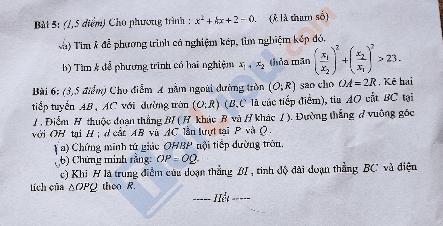 Đề thi vào 10 môn Toán 2022 trường THPT Chuyên Phan Ngọc Hiển - Cà Mau