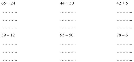Vở bài tập Toán lớp 1 trang 73, 74 Bài 74: Ôn tập phép cộng, phép trừ trong phạm vi 100 | Cánh diều