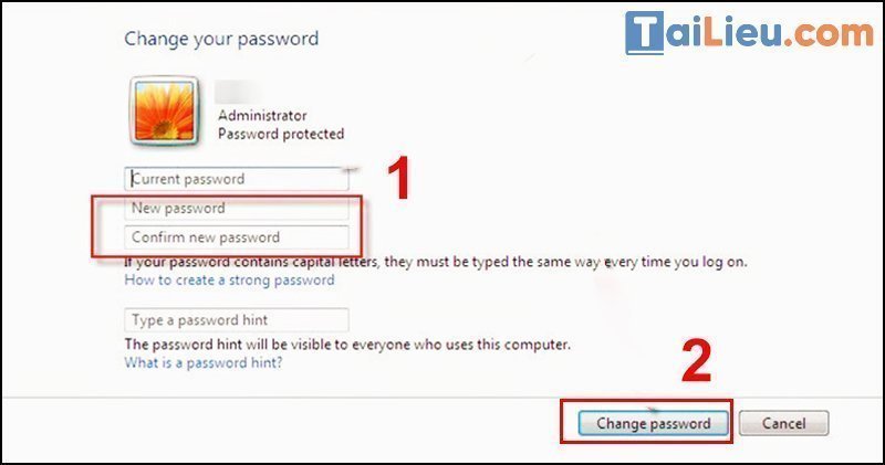 Bước 5 cách đổi mật khẩu máy tính win 7 