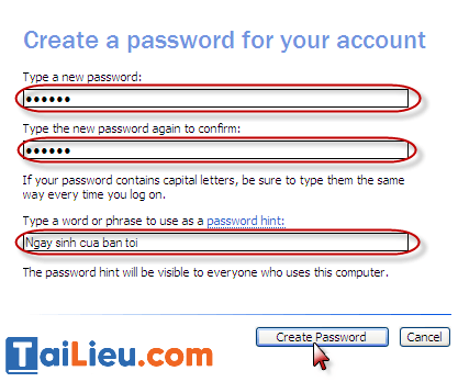 Bước 4 cách đổi mật khẩu máy tính win xp