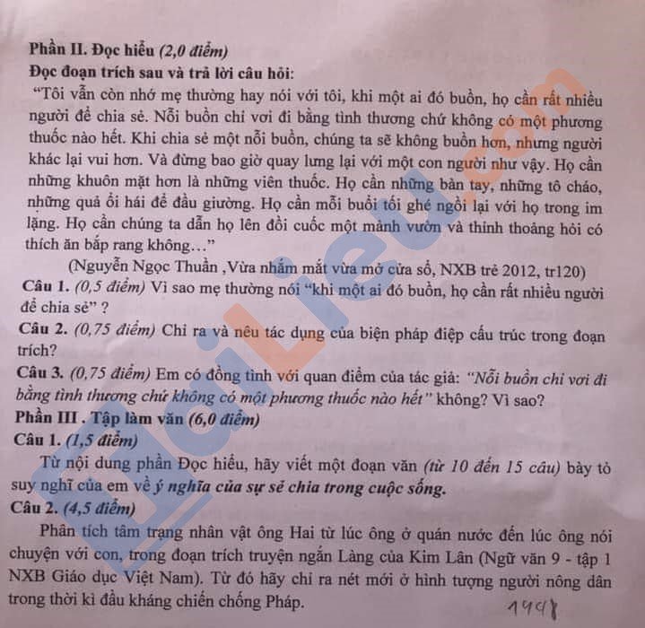 Đề thi thử lớp 10 môn Văn Phòng GD&ĐT Huyện Trực Ninh - Nam Định 2022