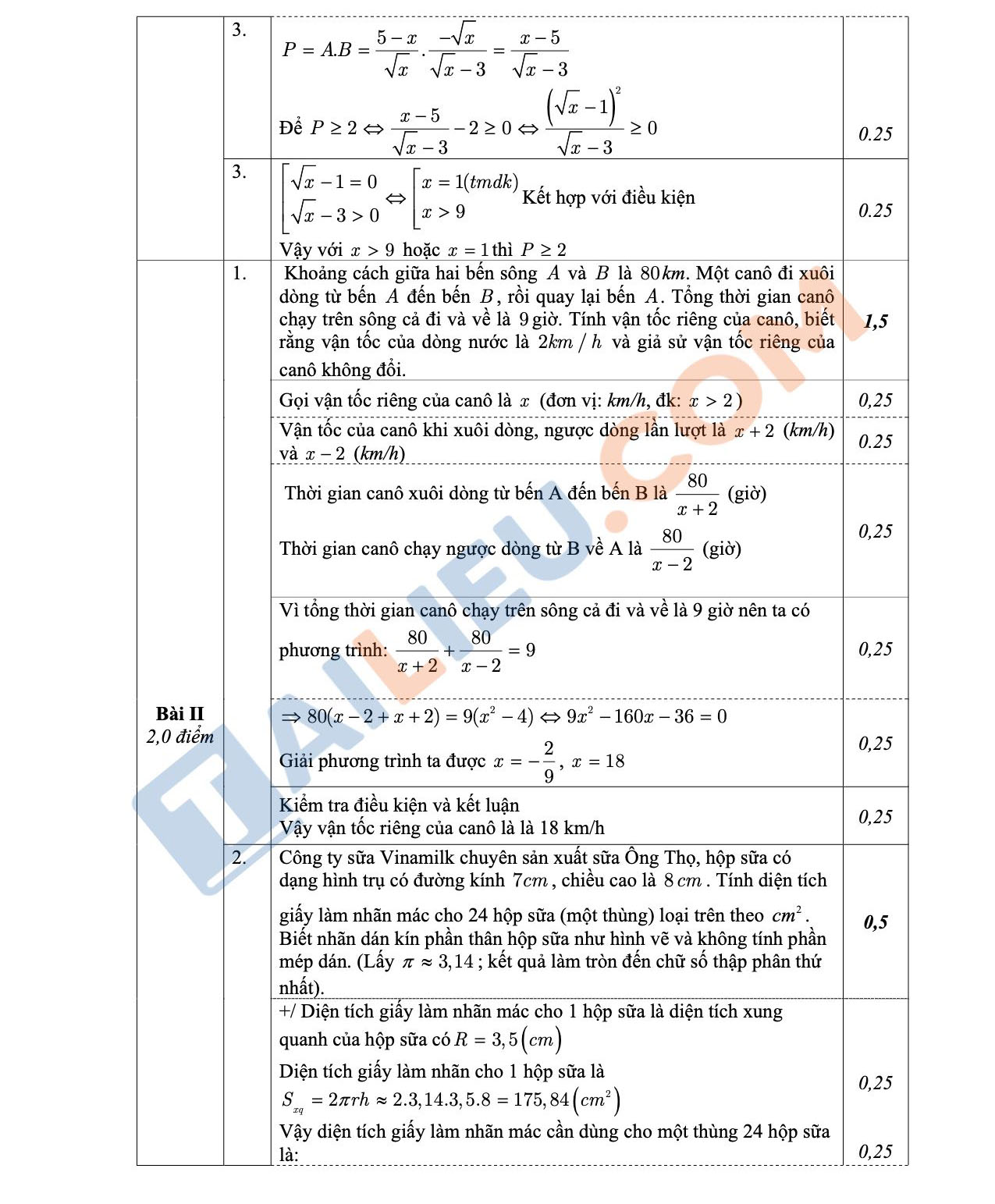 Đáp án đề thi thử vào 10 môn Toán năm 2022 THCS Giảng Võ - Hà Nội lần 2