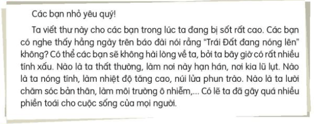 Đọc: Thư của ông Trái Đất gửi các bạn nhỏ trang 120, 121 Tiếng Việt lớp 3 Tập 2 | Kết nối tri thức